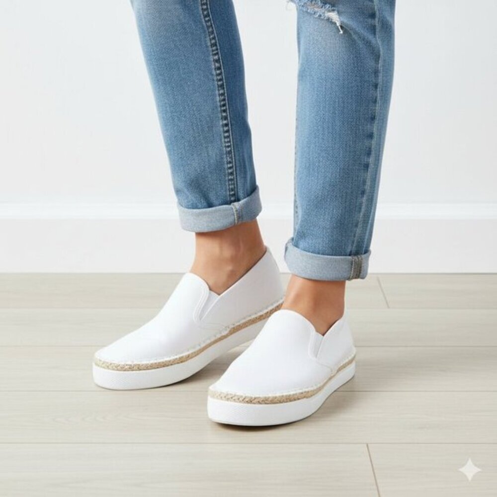 Torrid White Espadrilles with Jute Trim and Canvas Upper size 10 ww